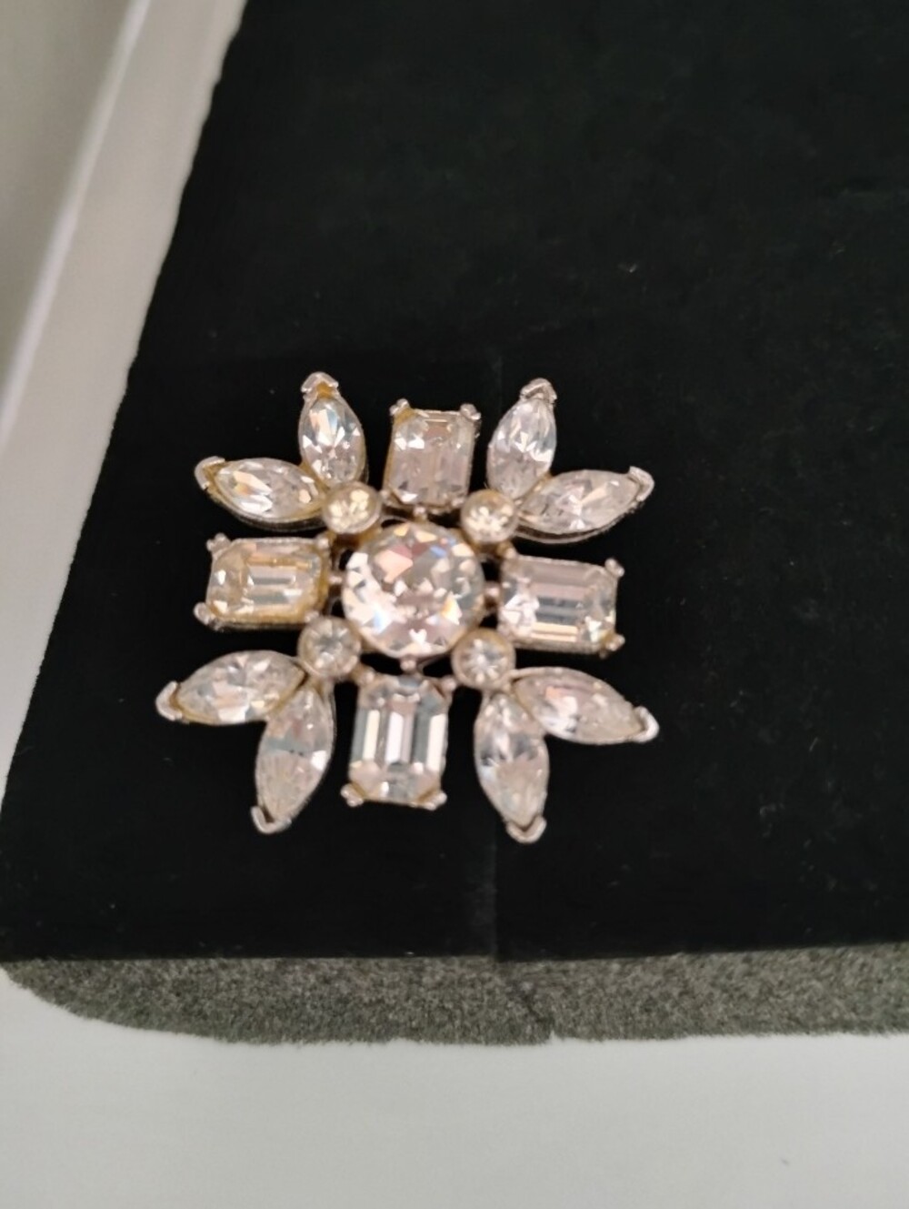 Rhinestone Snow Flake Brooch — Clear Crystal Accent - Picture 5 of 6